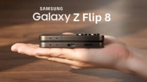Samsung Galaxy Z Flip 8 folded on a desk