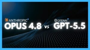 Comparison chart showing performance metrics for GPT 5.5, Opus 4.8, and Gemini 3.5.