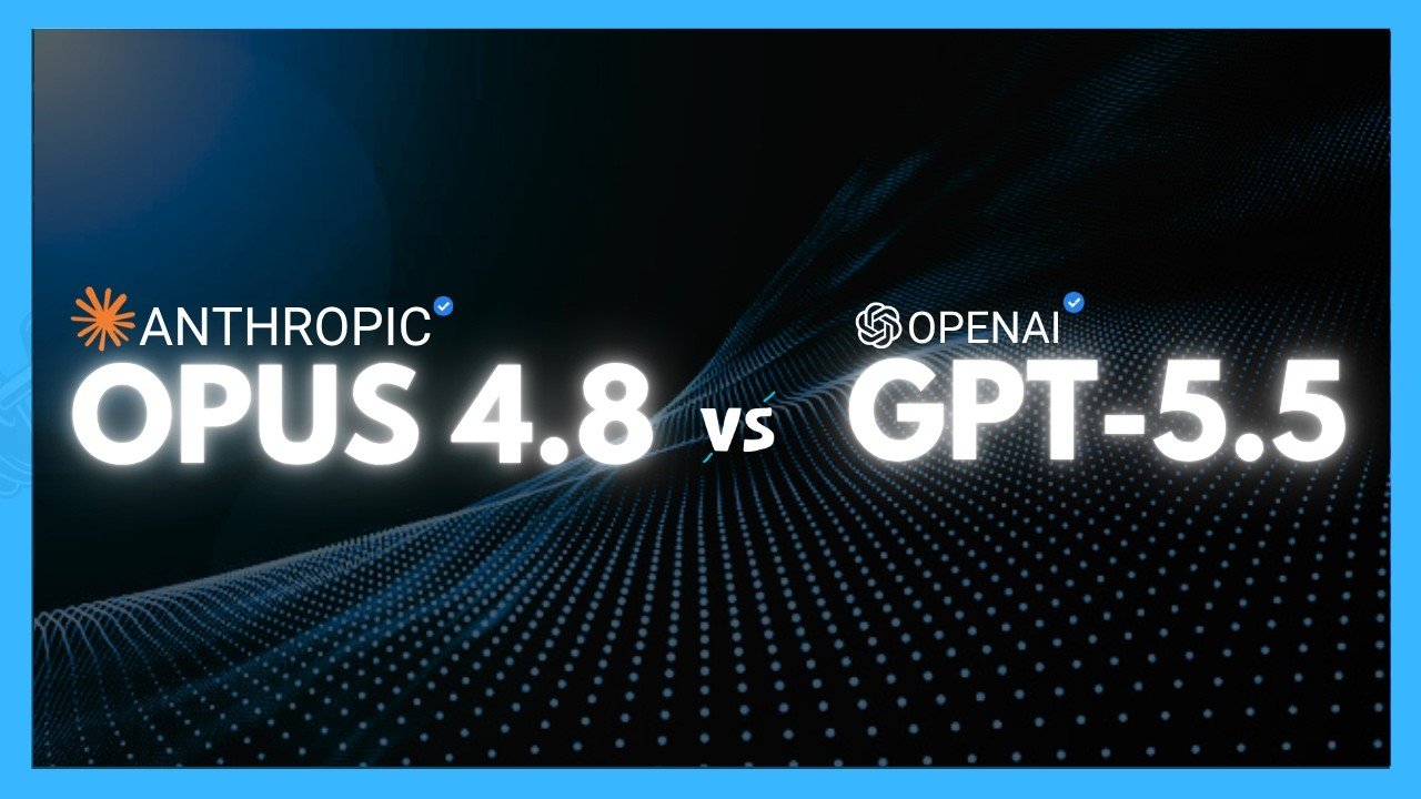 Comparison chart showing performance metrics for GPT 5.5, Opus 4.8, and Gemini 3.5.