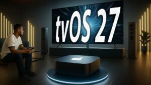 K HomeKit camera feed shown on an Apple TV interface