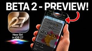 Preview of the new iOS 27 beta interface on an iPhone