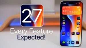 A mockup of the split-screen multitasking interface expected in iOS 27.