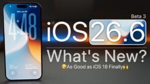 An iPhone screen displaying the iOS 26.6 Beta 3 software update