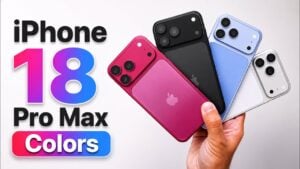Hands-on display of the four new iPhone 18 Pro Max color options.