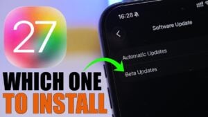 An iPhone displaying the iOS 27 software update notification.