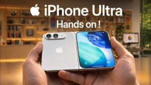 Hands-on look at the foldable iPhone Ultra dummy model.