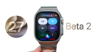 Close up of the new liquid glass display enhancements on Apple Watch