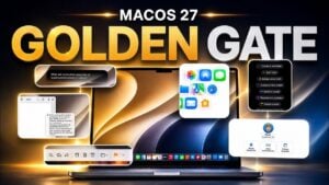 macOS 27 Golden Gate desktop interface showing new design elements