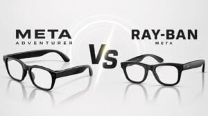 Side by side comparison of Meta Adventurer and Ray-Ban Meta smart glasses