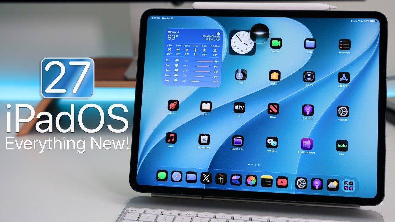 The new lock screen customization interface in iPadOS 27.