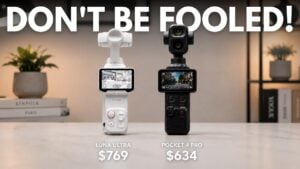 Side by side comparison of DJI Pocket 4P and Insta360 Luna Ultra