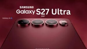 Render of the Samsung Galaxy S27 Ultra showing the new horizontal camera layout.