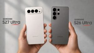 Side-by-side comparison of the Galaxy S27 Ultra and S26 Ultra