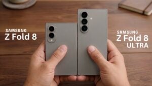Side-by-side comparison of the Galaxy Z Fold 8 Ultra and Wide