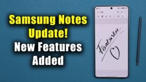Samsung Galaxy smartphone displaying the latest Notes update