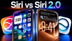 Side-by-side comparison of old Siri halo and new Siri 2.0 Dynamic Island UI.