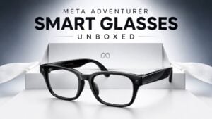 Unboxing the Meta Adventurer smart glasses and included accessories.
