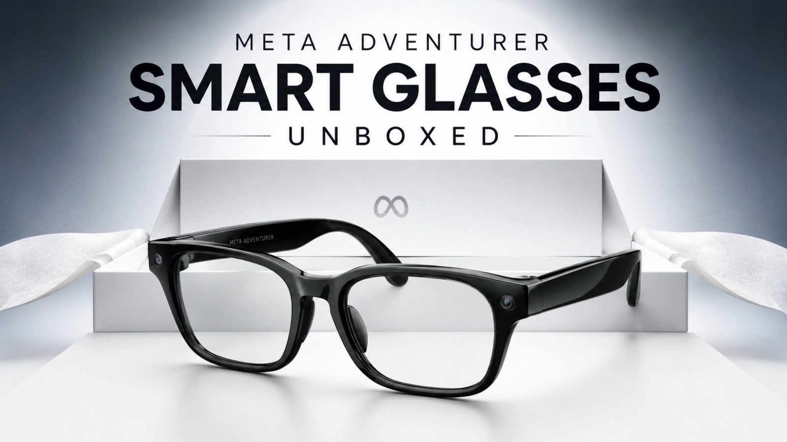Unboxing the Meta Adventurer smart glasses and included accessories.