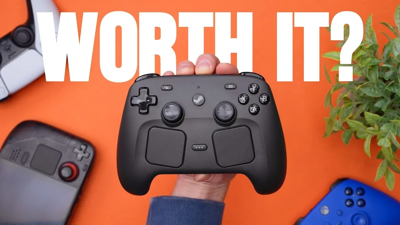 Front view of the new Valve Steam Controller showing dual touchpads