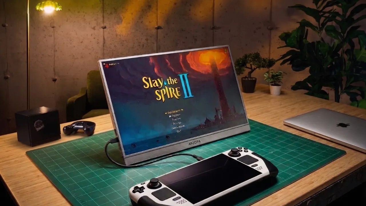 Arzopa Z3FC displaying a video game in 2.5K resolution.
