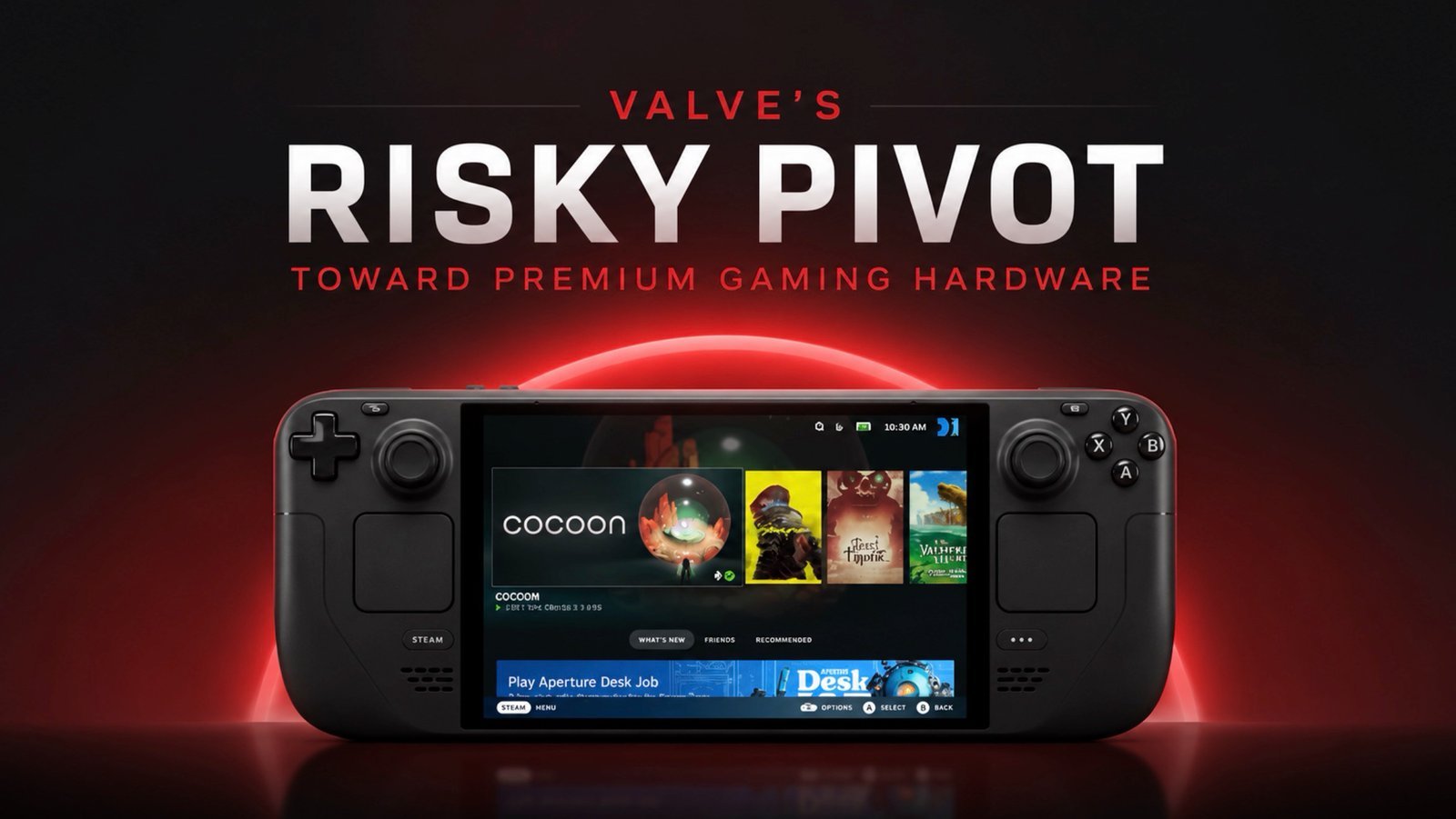 Front view of the restocked Steam Deck OLED console