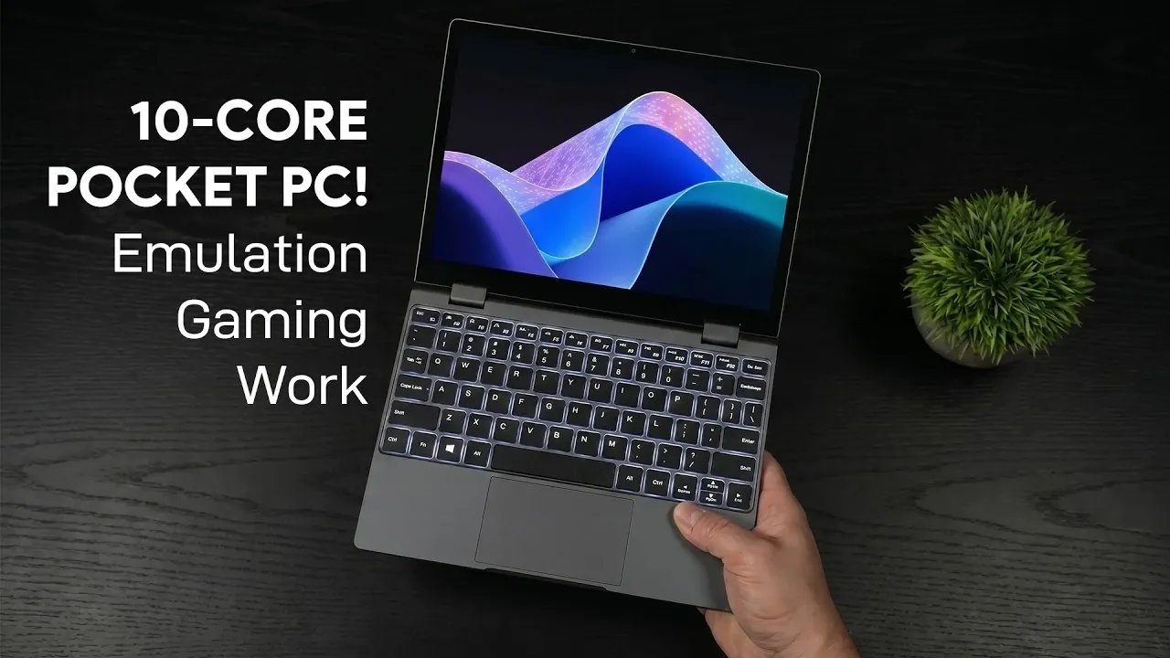 Storm 10 Mini PC folded into tablet mode for media consumption