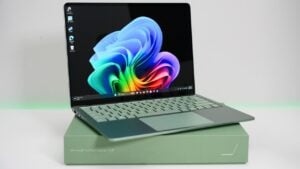 The 2026 Surface Laptop 8th Gen in the new Jade color