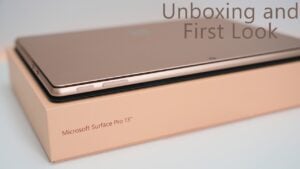 Close up of the Surface Pro 13 OLED display and magnetic keyboard