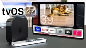 Apple TV 4K displaying the new tvOS 27 control center