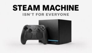 Front view of the Valve Steam Machine compact gaming PC