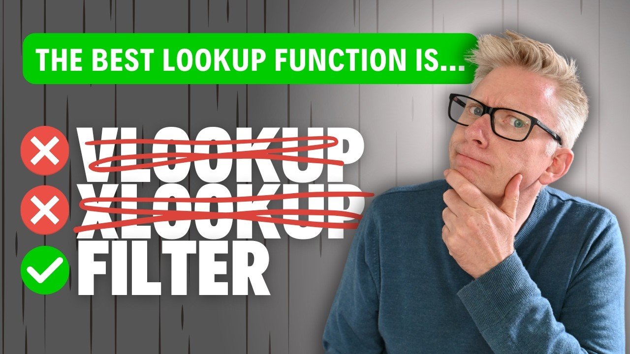 Comparison chart showing Excel FILTER function versus VLOOKUP and XLOOKUP.