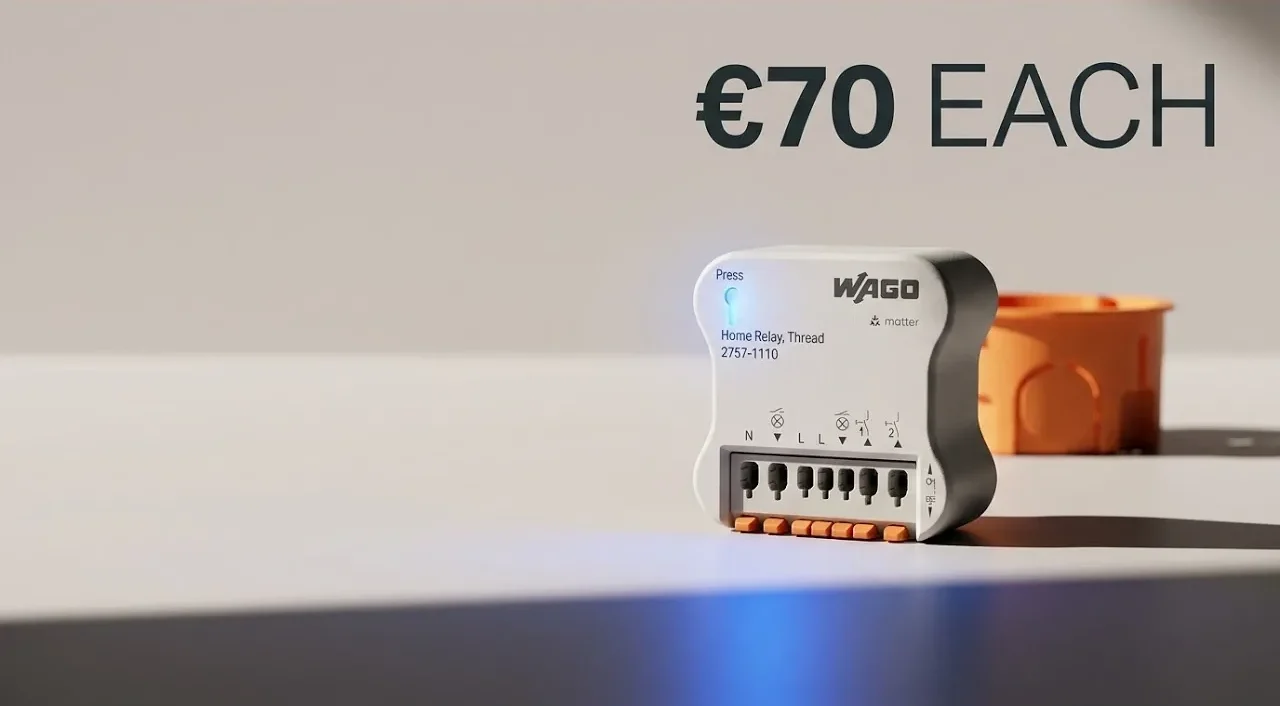 Comparison of Wago puck-style relay size against standard junction boxes.