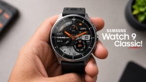 Three Samsung Galaxy Watch 9 models lined up side by side