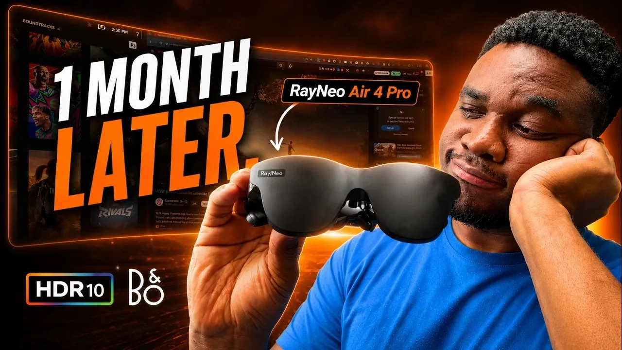 Close-up of the micro-OLED lenses on the RayNeo Air 4 Pro.