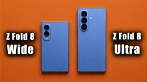 Side by side comparison of the Galaxy Z Fold 8 Ultra and Wide