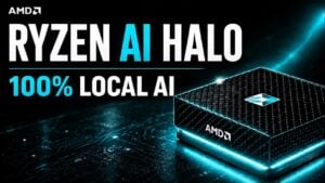 The AMD Ryzen AI Halo workstation exterior profile.