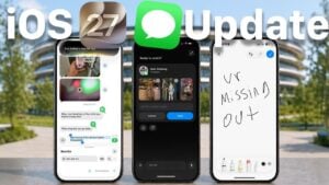 A group chat in iMessage showing a split bill and an Apple Cash payment request