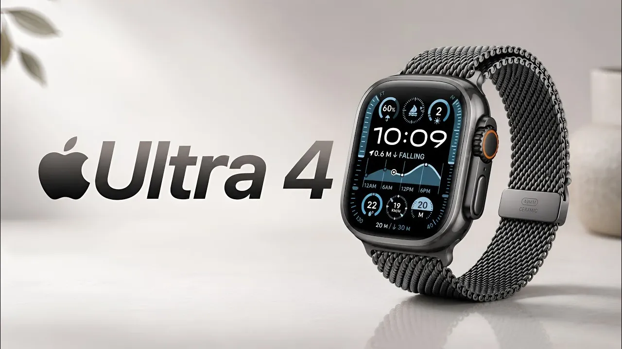 Side profile of the Apple Watch Ultra 4 highlighting thinner bezels
