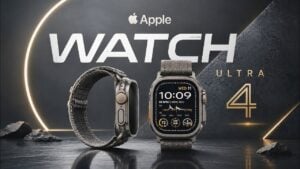 Render of the rumored Apple Watch Ultra 4 on a wrist.
