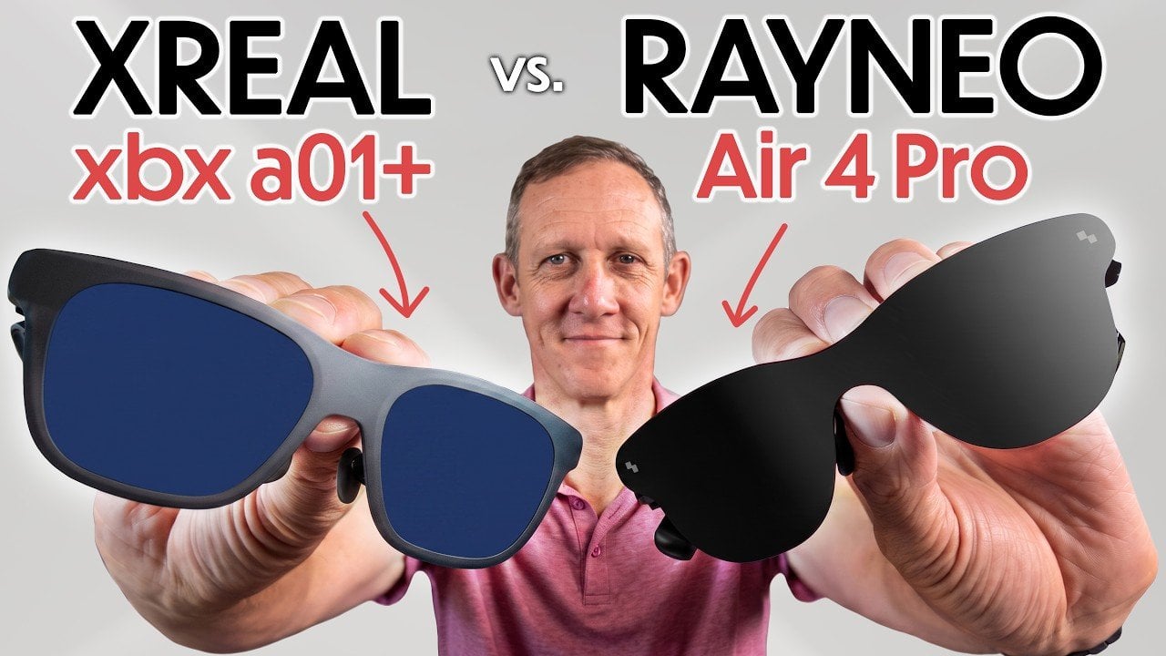 Side-by-side comparison of the XREAL A01 Plus and Rayneo Air 4 Pro.