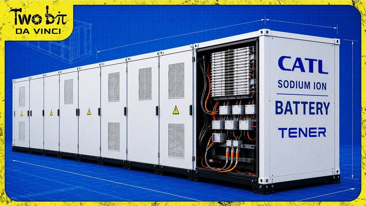 A large-scale sodium-ion battery storage system produced by CATL.