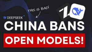 Conceptual graphic of China restricting global AI model access