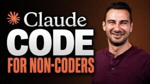 A beginner typing plain English instructions into the Claude Code interface.