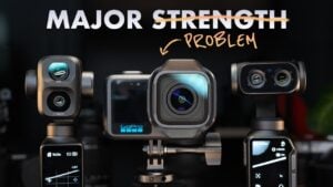 Side-by-side comparison of the Osmo Pocket 4P and Insta360 Luna Ultra cameras.