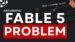 A computer screen displaying a capacity error and downgrade message for the Fable 5 AI model.