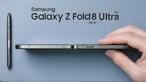 Samsung Galaxy Z Fold 8 Ultra displaying the newly integrated S Pen stylus.