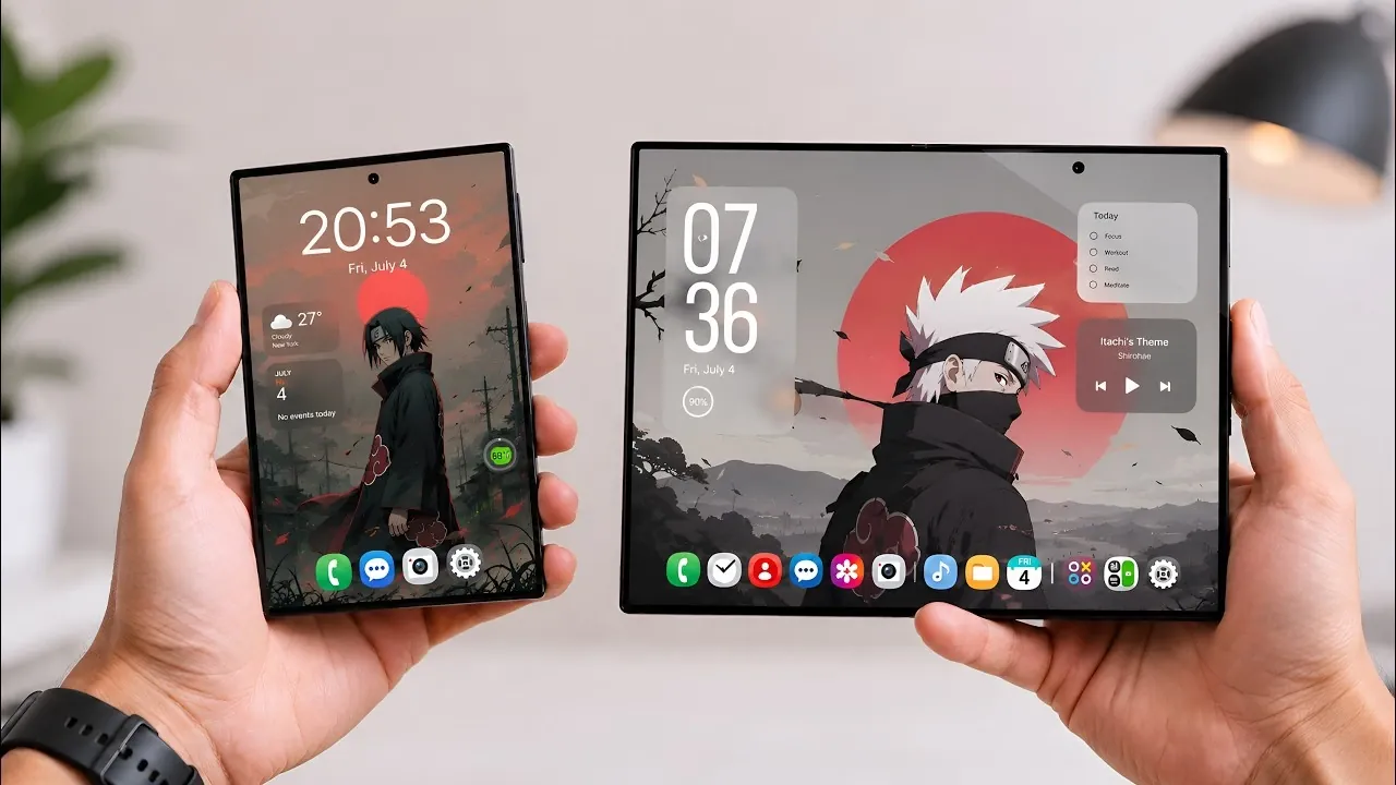 Front view of the Samsung Galaxy Z Fold 8 Ultra displaying the reduced screen crease.