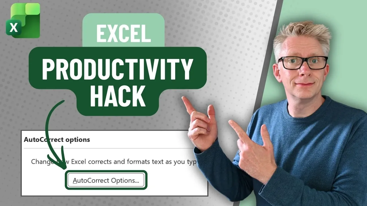 The Excel AutoCorrect options menu showing saved formula shortcuts.