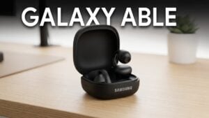 Side profile of the rumored Samsung Galaxy Able open-ear clip design.