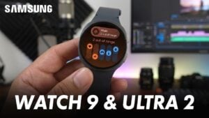 A rumored rendering of the Samsung Galaxy Watch 9 in silver with an olive green band.